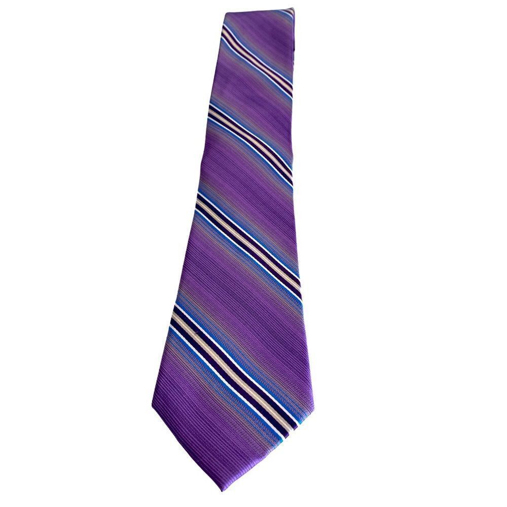 AWEARNESS Kenneth Cole blue silver lavender stripe 100 % silk  length 29 inches